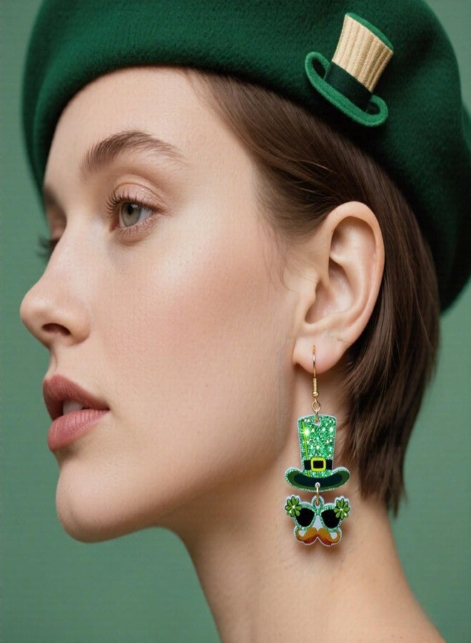 ANGLEQUEEN St Patricks Day Earrings for Women Shamrock Clover Earrings St Patricks Day Accessories Shirt Lucky Irish Earring Jewelry Costume Gifts for Her (Hat-C) - Image 2