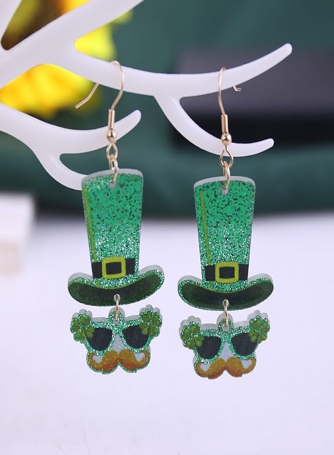 ANGLEQUEEN St Patricks Day Earrings for Women Shamrock Clover Earrings St Patricks Day Accessories Shirt Lucky Irish Earring Jewelry Costume Gifts for Her (Hat-C) - Image 5