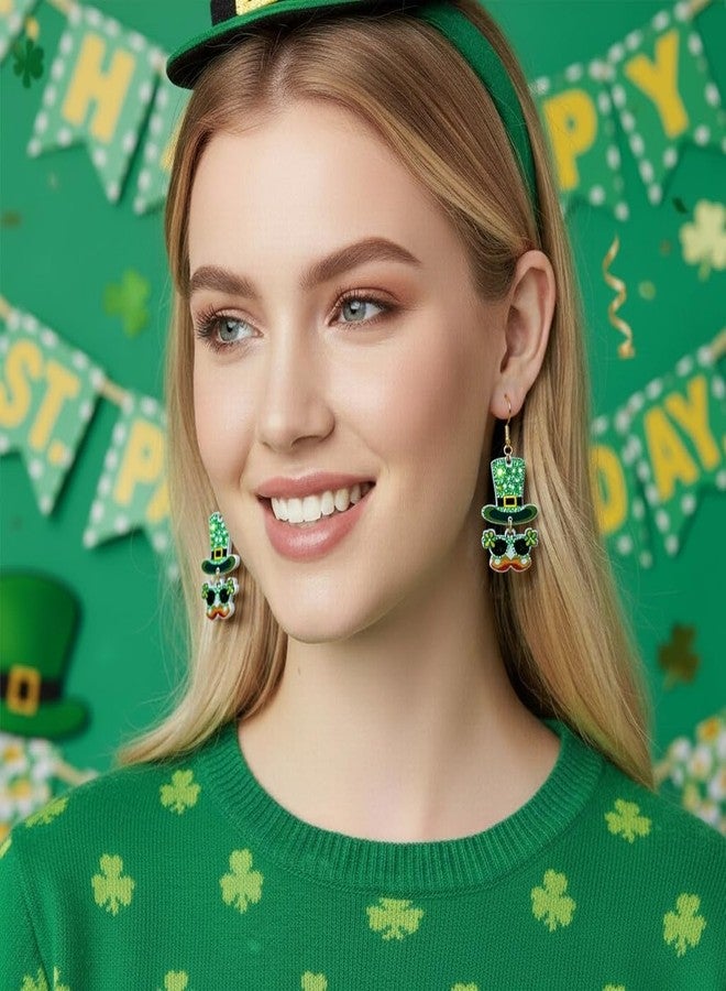 ANGLEQUEEN St Patricks Day Earrings for Women Shamrock Clover Earrings St Patricks Day Accessories Shirt Lucky Irish Earring Jewelry Costume Gifts for Her (Hat-C) - Image 4