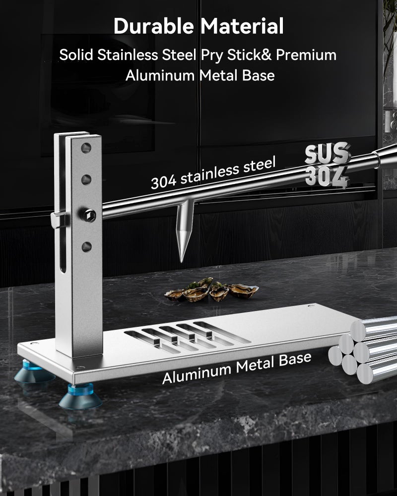 ZeroPone Oyster Clam Opener Machine Adjustable Oyster Shucker Machine Oyster Shucker Tool Set Including Knives, Glove and g-Clip, Seafood Tools for Hotel Family Buffet - Image 5