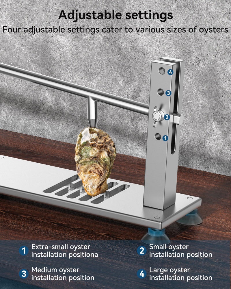 ZeroPone Oyster Clam Opener Machine Adjustable Oyster Shucker Machine Oyster Shucker Tool Set Including Knives, Glove and g-Clip, Seafood Tools for Hotel Family Buffet - Image 3