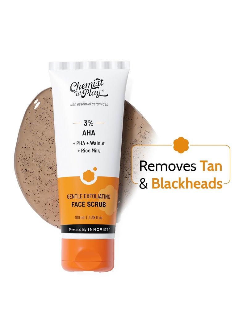 Chemist at Play Face Scrub & Exfoliator | Removes Tan, Dead Skin & Blackheads | Mandelic Acid & Walnuts | 100ml - Image 1