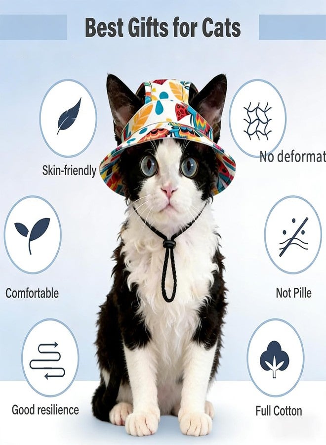 MASSMOT Cat Hat for Pets, Pet Sun Hats with Ear Holes, Adjustable Drawstring, Polyester Cotton, Summer Walking - Image 3