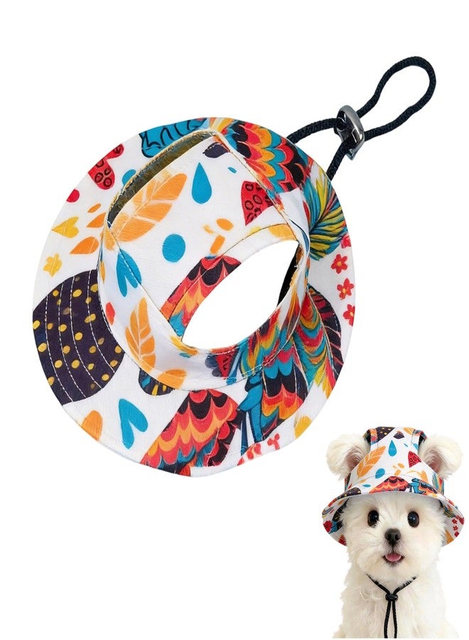 MASSMOT Cat Hat for Pets, Pet Sun Hats with Ear Holes, Adjustable Drawstring, Polyester Cotton, Summer Walking - Image 1