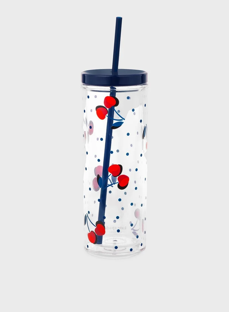 Kate Spade Vintage Cherry Dot Acrylic Tumbler With Straw