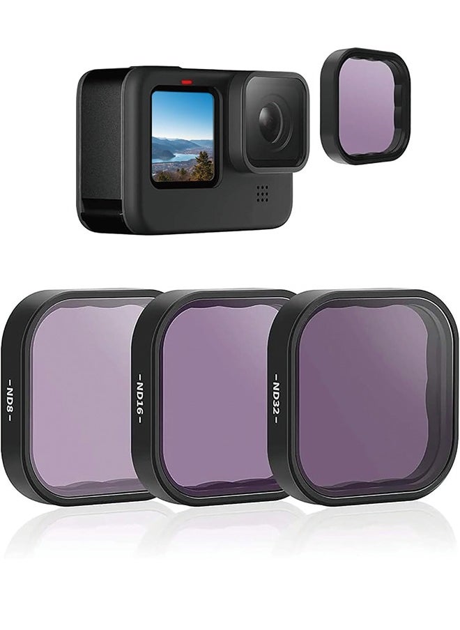 تيليسن مرشح عدسة TELESIN ND8 ND16 ND32 مجموعة الكثافة المحايدة لـ GoPro Hero 12 Hero 11 Hero 10 Hero 9 واقي عدسة أسود لملحقات Go Pro 12 11 10 9  - Image 1