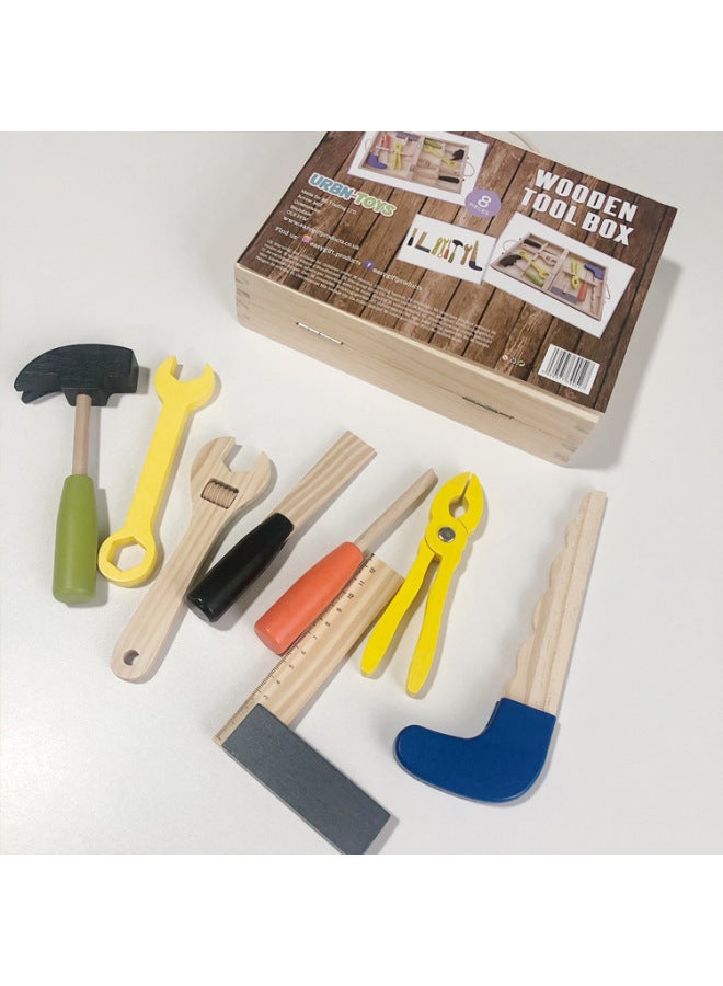 مجموعة أدوات إصلاح صندوق الأدوات الخشبية المحمولة متعددة الوظائف للأطفال تعزز القدرة الإدراكية على التفكيك والتركيب لعبة الجوز - اللون: صندوق أدوات خشبي - Image 3