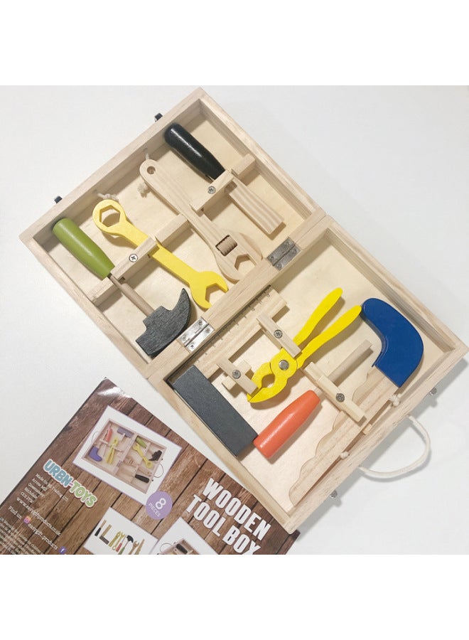 مجموعة أدوات إصلاح صندوق الأدوات الخشبية المحمولة متعددة الوظائف للأطفال تعزز القدرة الإدراكية على التفكيك والتركيب لعبة الجوز - اللون: صندوق أدوات خشبي - Image 2
