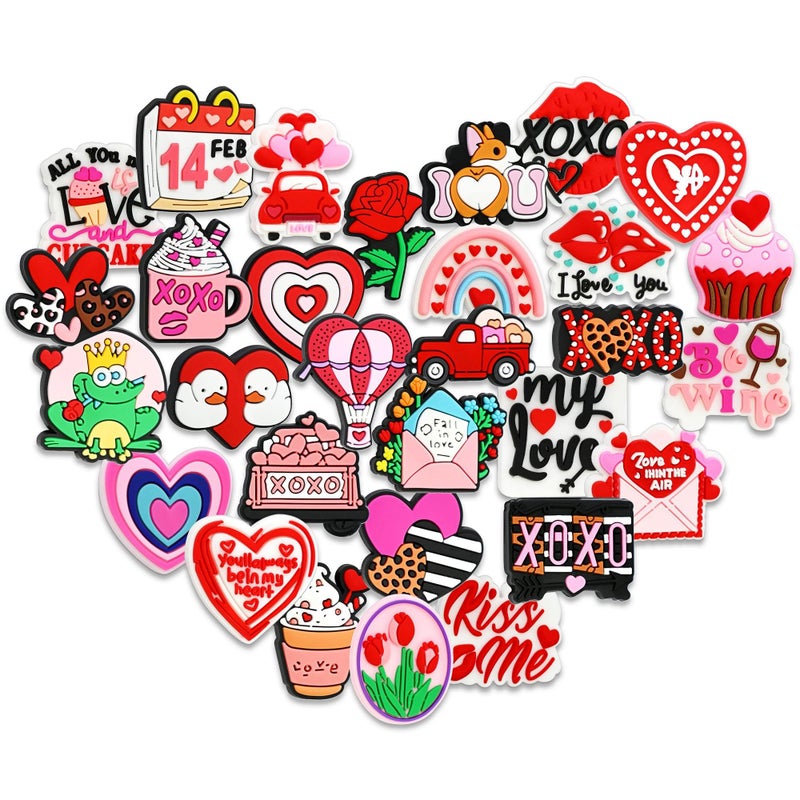 Gibleitz Valentine's Day Focal Beads Bulk 30PCS Different Silicone Love Focal Beads for Pens/Necklace/Keychains/Bracelets Valentine's Day Gifts - Image 1