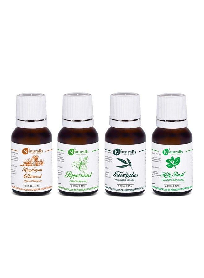 Naturalis 15Ml Essential Oil Gift Pack Of 4 For Health Care (Cedarwood Oil Peppermint Oil Eucalyptus Oil Holy Basil Oil) - Image 3