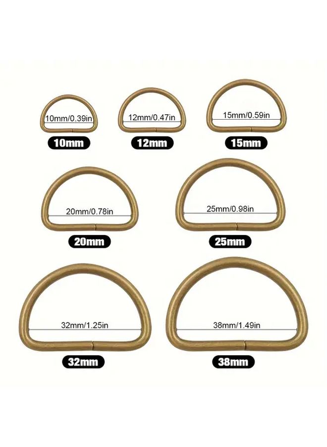 Copper Metal D Rings 100pcs Assorted Sizes Including 38mm For DIY Jewelry Handbag Hardware - Image 2