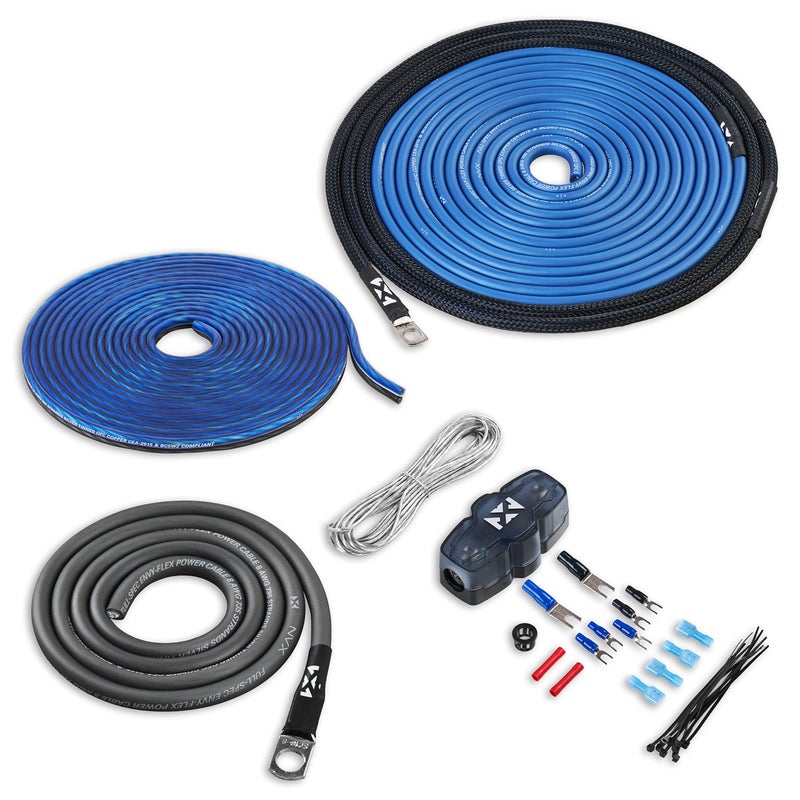 مجموعة أسلاك مضخم الصوت NVX True 8 Gauge AWG 100 OFC بدون كابل RCA XAPK8