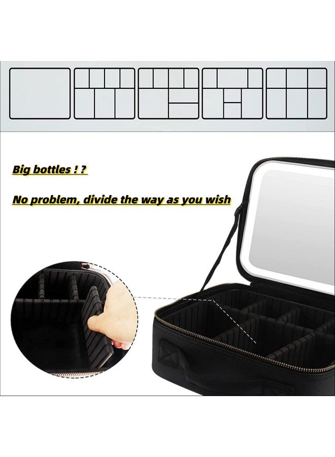 onecircle ONECIRCLE makeup bag with led lighted mirror,3 Adjustable Brightness led Cosmetic Train Case with Dividers suitable for your daily make up organizers and storage during travelling, lady pink, pink makeup bag  - Image 3
