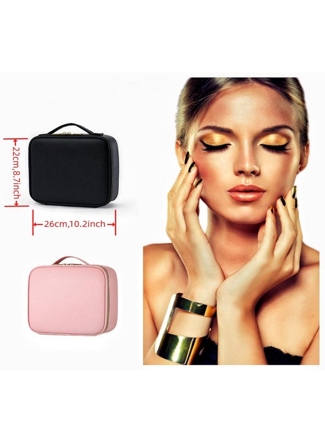 onecircle ONECIRCLE makeup bag with led lighted mirror,3 Adjustable Brightness led Cosmetic Train Case with Dividers suitable for your daily make up organizers and storage during travelling, lady pink, pink makeup bag  - Image 5