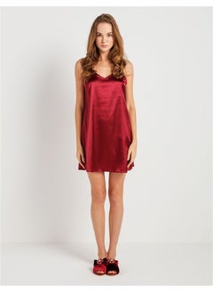 Magic Form 7270 Strap Satin Nightgown - Claret Red  - Image 5