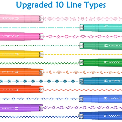 AECHY 12Pcs Dual Tip Markers Pens for Note Taking, Curve Highlighter with 10 Different Curv Shapes & 12 Colors Fine Lines, Colored Curve Pen for Students,Planners,Teachers, Scrapbook Supplies - Image 2