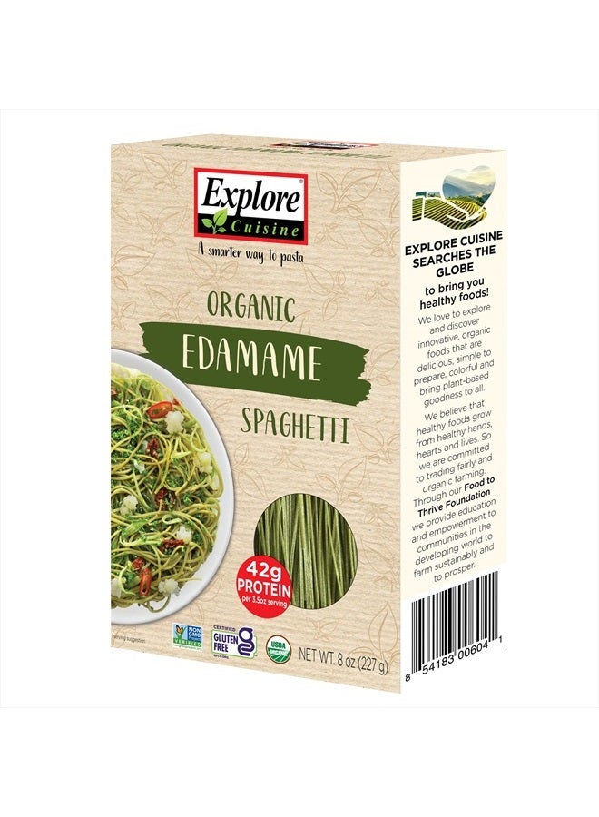 Explore Cuisine Organic Edamame Spaghetti - 8 oz - Easy-to-Make Pasta - High in Plant-Based Protein - Non-GMO, Gluten Free, Vegan, Kosher - 4 Servings