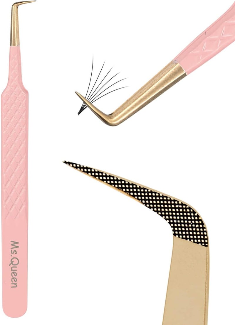 MsQueen 90 Degree Lash Tweezers for Eyelash Extensions Precision Fiber Tip Grip Mega Volume Lash Tweezers