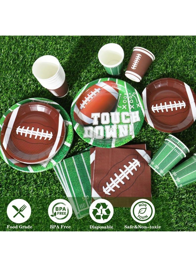 OTTPOOM Football Party Decorations Supplies 96PCS Football Plates and Napkins Set Disposable Superbowl Theme Paper Plates Napkin Cups for Football Game Birthday Party Decor Serve 24 - Image 5