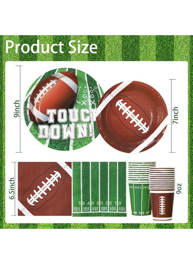 OTTPOOM Football Party Decorations Supplies 96PCS Football Plates and Napkins Set Disposable Superbowl Theme Paper Plates Napkin Cups for Football Game Birthday Party Decor Serve 24 - Image 3