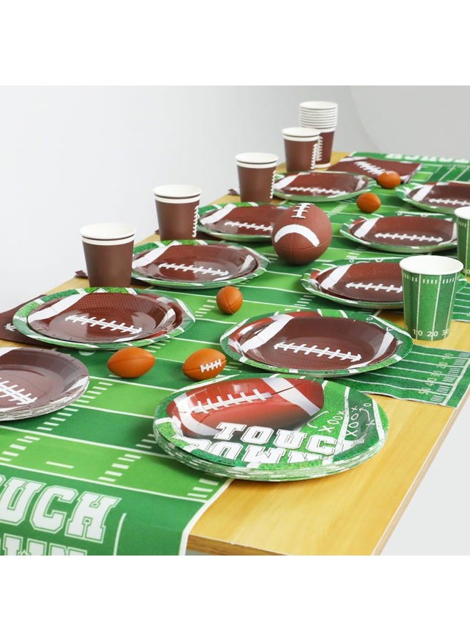 OTTPOOM Football Party Decorations Supplies 96PCS Football Plates and Napkins Set Disposable Superbowl Theme Paper Plates Napkin Cups for Football Game Birthday Party Decor Serve 24 - Image 2