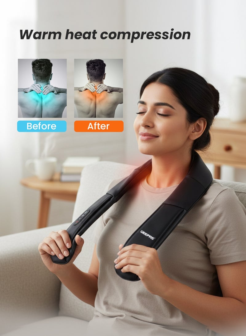 GEEPAS Portable Rechargeable Neck & Shoulder Massager | with 3 Modes, 3 Speeds, 2200mAh Rechargeable Battery, 15-Min Auto Timer & Deep-Kneading Shiatsu Nodes | GM86106 Black - Image 5
