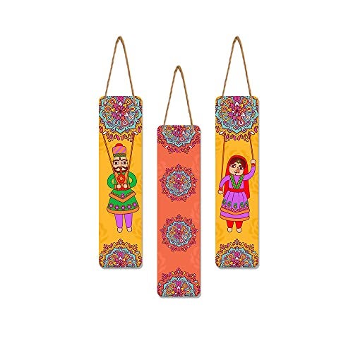 Artvibes Dancing Puppets Wooden Art Decoration Item for Living Room | Living Room | Office | Cafe | Painting Wall Decor | Wall Illustrations | Handcrafted Art | Gift Items (WH_8103N), Set of 3 - Image 1