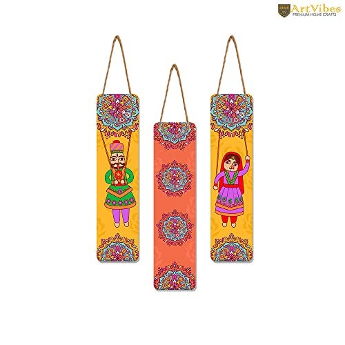 Artvibes Dancing Puppets Wooden Art Decoration Item for Living Room | Living Room | Office | Cafe | Painting Wall Decor | Wall Illustrations | Handcrafted Art | Gift Items (WH_8103N), Set of 3 - Image 5