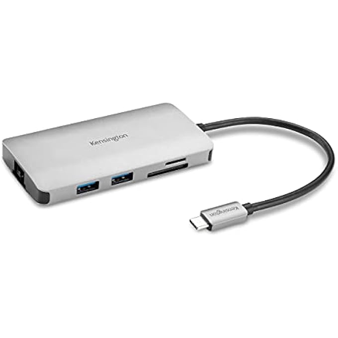 Kensington UH1400P USB-C 8-IN-1 DRIVERLESS MOBILE LAPTOP DOCK, UNIVERSAL, 8 PORTS, UP TO 85W POWER PASS-THROUGH, ULTRA HD (SINGLE 4K @ 60HZ) HIGH RES, PLUG & PLAY, WITH CABLE (K33820WW),BLACK - Image 1