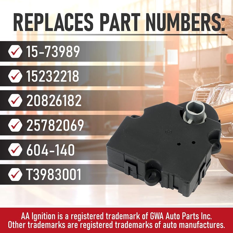 AA Ignition HVAC Air Blend Door Actuator - Replaces 15-73989, 604-140, 20826182, 1573989 - Compatible with Chevy Traverse 09-12, GMC Acadia 07-12, Buick Enclave 2008-2012 - AC Heater Blend Mode Actuator - Image 4