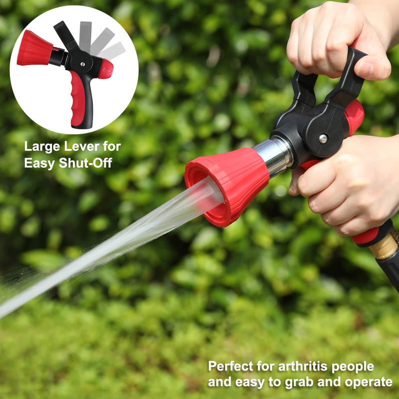 FANHAO High Pressure Fireman's Spray Nozzle, Heavy Duty Metal Garden Hose Nozzle with Lever Handle and Slip Ergonomic Grip, Adjustable Water Nozzle for Watering Lawn and Garden, Washing Car & Pet - Image 3