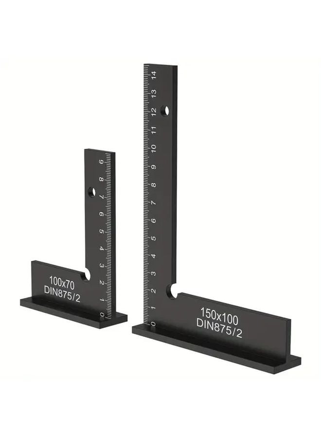 2pcs Aluminum Alloy Engineer Square Ruler 90 Degree Right Angle Carpenter Measuring Tool - Image 1