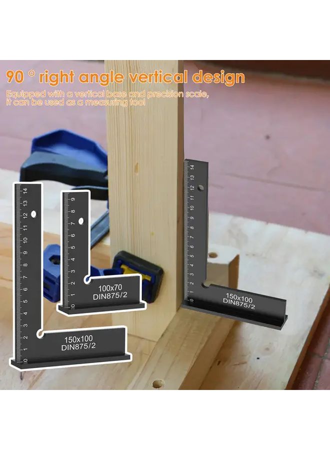 2pcs Aluminum Alloy Engineer Square Ruler 90 Degree Right Angle Carpenter Measuring Tool - Image 4