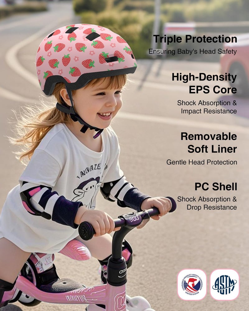 Bimalsic Toddler Bike Helmet, Helmet for Toddlers- Age 2-6 Years Old Adjustable Dial Fit (Strawberry S 48-54cm) - Image 2