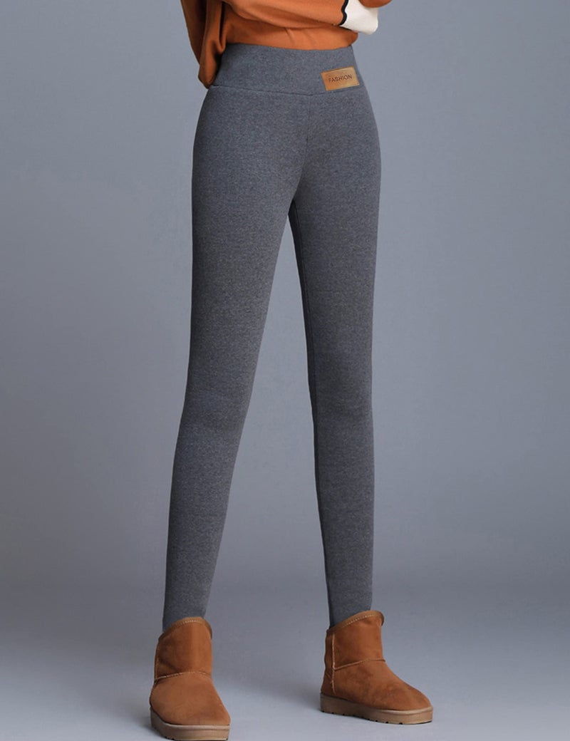 Yeokou Womens Warm Sherpa Fleece Lined Leggings High Waisted Stretchy Thick Skinny Pants(Grey(Skinny)-L) - Image 4