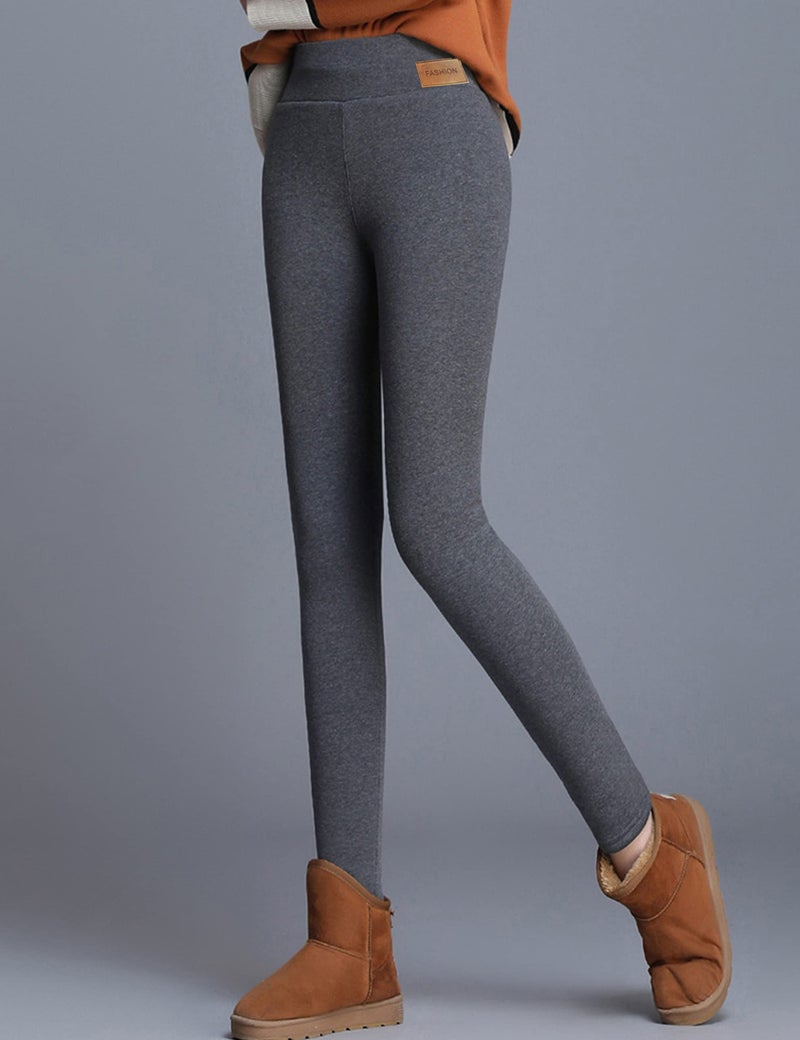 Yeokou Womens Warm Sherpa Fleece Lined Leggings High Waisted Stretchy Thick Skinny Pants(Grey(Skinny)-L) - Image 3