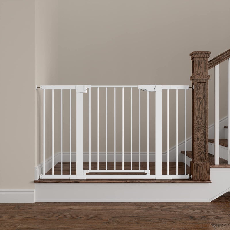 Mumeasy Baby Gate Extra Wide 295 515 Pressure Mounted Dog Gate with Walk Through Door Auto Close Pet Gate for StairsDoorwaysHouse