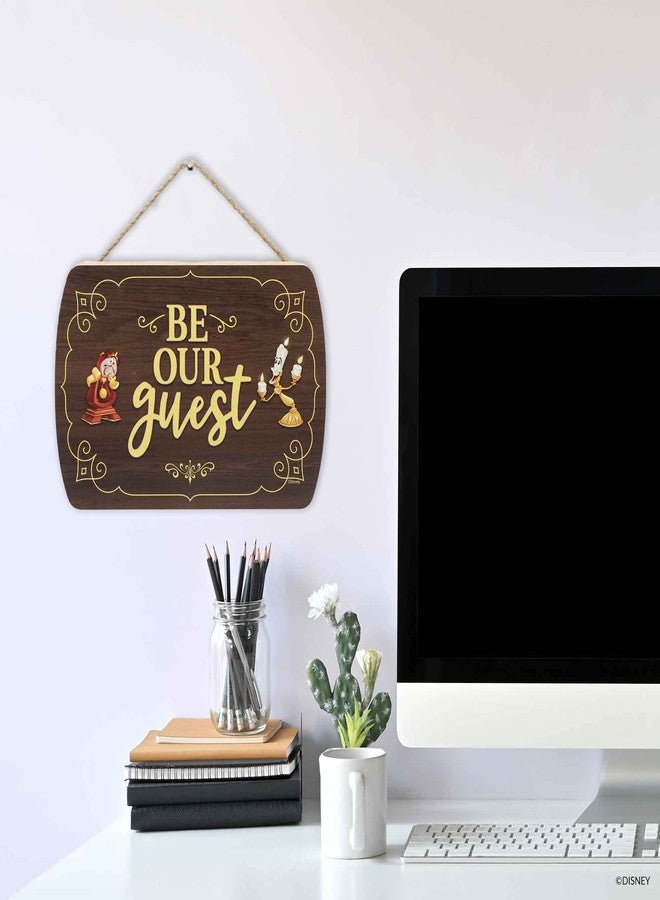 أوبن رود براندز ديكور حائط خشبي معلق عليه عبارة "كن ضيفنا" من ديزني الجميلة والوحش - لافتة "كن ضيفنا" الممتعة للمدخل أو غرفة الضيوف - Image 5