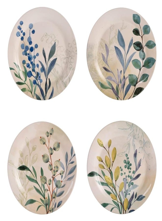 Bico Botanical Valley Salad Plates Set of 4, 8.75 Inch Ceramic Dessert Plates for Salad, Appetizer, Side Dishes, Microwave and Dishwasher Safe, Gift for Housewarming and Thanksgiving - Image 1