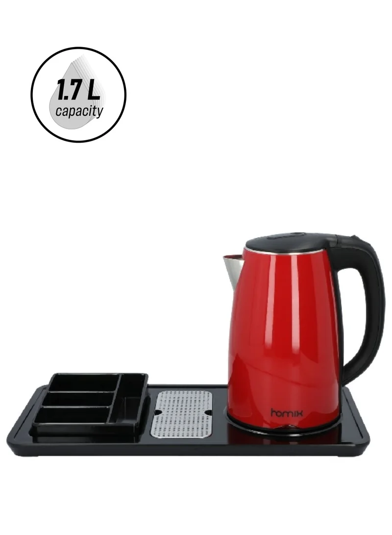 homix 1800W Chinese Tianpeng Controller Electric Kettle with Tray Red and Black 1.7 L D1017T
