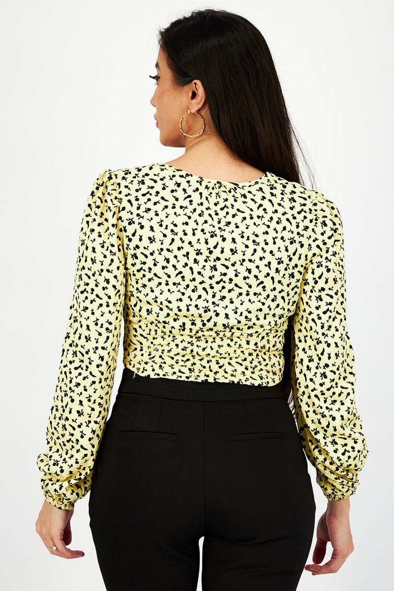 Reserved Women V-Neck Long Sleeve Floral Print Top, Multicolor - Image 4