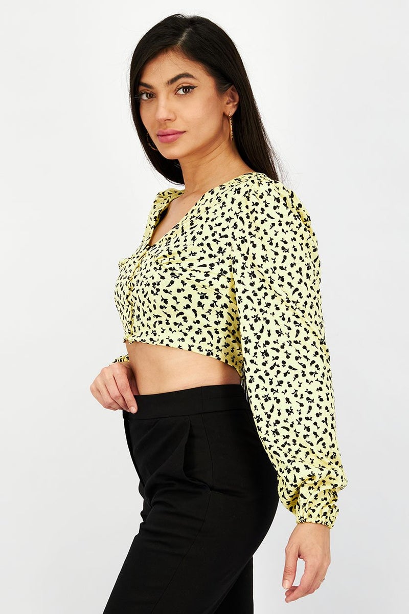 Reserved Women V-Neck Long Sleeve Floral Print Top, Multicolor - Image 2