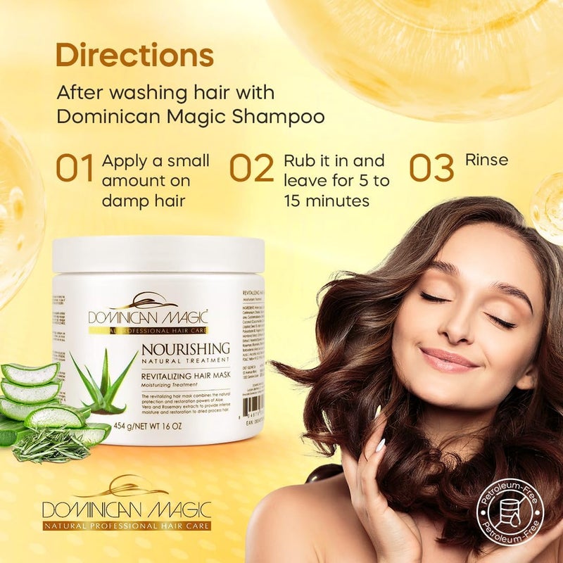 Dominican Magic Nourishing Revitalizing Hair Mask - 16oz Jar for Intense Moisture and Restoration - Image 5