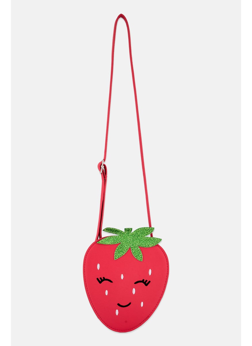 Sergent Major Kids Girl Strawberry Cross Body Bag 9 L x 13 H x 4 W cm, Red  - Image 1