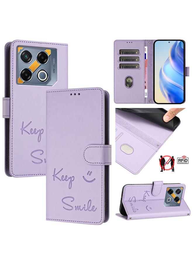 Zaboon Case For Infinix GT 20 Pro X6871 Smile Embossing RFID Leather Phone Case - Image 1