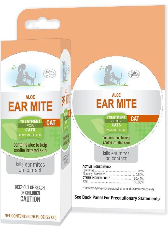 Four Paws Aloe Ear Mite Remedy for Cats - 0.75 oz Treatment - Image 1