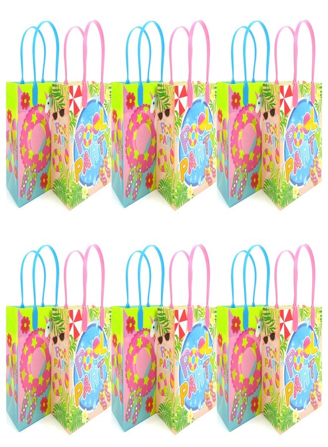 تايني ميلز أكياس هدايا لحفلات بطابع حفلات المسبح من تايني ميلز، أكياس حلوى بمقابض، أكياس حلوى لحفلات أعياد الميلاد، عبوة من 12 قطعة - Image 2