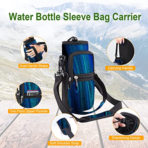 AORTDES 25/32/40/64oz Water Bottle Bag Holder Carrier-Insulated Crossbody Sling Case Sleeve with Strap & Pockets for Men Women Gym Cycling Travel Walking Hiking Camping (Blue Quicksand, 25oz) - Image 5