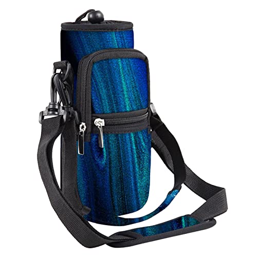 AORTDES 25/32/40/64oz Water Bottle Bag Holder Carrier-Insulated Crossbody Sling Case Sleeve with Strap & Pockets for Men Women Gym Cycling Travel Walking Hiking Camping (Blue Quicksand, 25oz) - Image 1