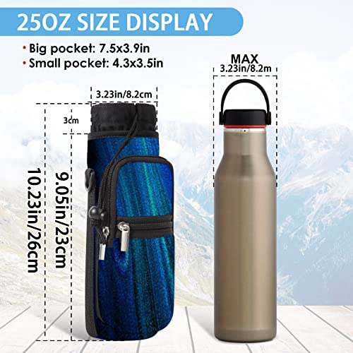 AORTDES 25/32/40/64oz Water Bottle Bag Holder Carrier-Insulated Crossbody Sling Case Sleeve with Strap & Pockets for Men Women Gym Cycling Travel Walking Hiking Camping (Blue Quicksand, 25oz) - Image 3